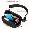 BesTour Fanny Packs for Women Men,Belt Bag with 3 Zipper Pockets,Water-resistant Crossbody Bag,Fashion Waist Packs with Adjustable Long Strap for Workout/Running/Yoga/Shopping/Hiking,Black view 3