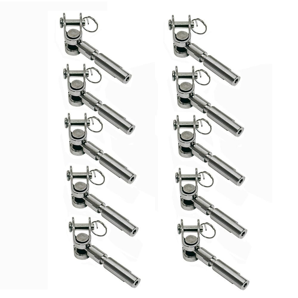 DBMIMPORTERS Marine Boat 3/16" Swageless Cable Wire Railing Toggle Jaw,Stainless Steel, 10Pc