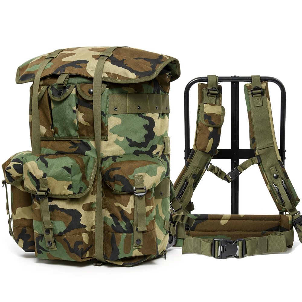 MT Military Alice Pack Large Army Survival Combat ALICE Rucksack Backpack 55L Woodland