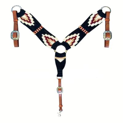 Cheval's International Breast Collar for Horses Western Premium Wool and Leather Handmade Comfortable Equestrian Tack, Durable Equine Supplies - Black Pony
