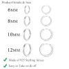 4 Pairs 925 Sterling Silver Hoop Earrings 14K White Gold Plated Small Silver Hoops Cartilage Huggie Earrings for Women Men (6 8 10 12MM) view 2