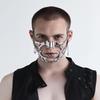 EjszaKod Unisex Cyber Punk Liquid Silver Steel Half Mask | Y2K Luxury irregular Face Chain Cyborg Earring Accessories | Gothic Hollow Metal Mask for Men and Women (Lip Style) view 4