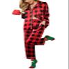 Ekouaer Christmas Pajamas for Women Silk Satin Holiday Button Down Pj Set Soft Long Sleeve Sleepwear for New Yearr Christmas Red Plaid,XL view 1
