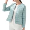 JEKE-DG Women's Lightweight Round Neck Down Jacket Warm Inner Liner Short Slim Coat Collarless Warm Puffer Coat Outwear (Medium,Cyan) view 1