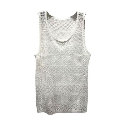 Maiyifu-GJ Men's Crewneck See Through Vest Summer Mesh Hollow Out Breathable Shirts Sleeveless Muscle Sexy Tank Tops (White,XX-Large)