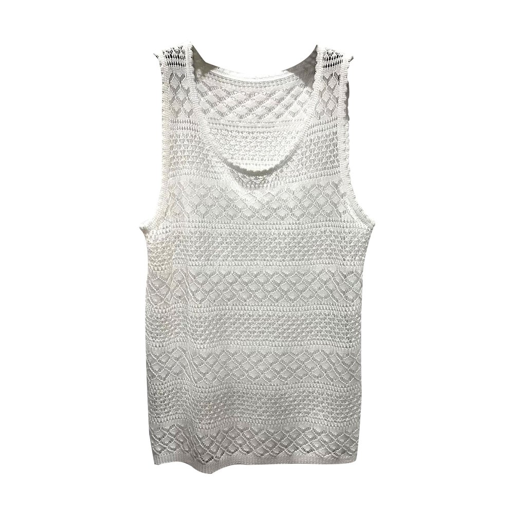 Maiyifu-GJ Men's Crewneck See Through Vest Summer Mesh Hollow Out Breathable Shirts Sleeveless Muscle Sexy Tank Tops (White,XX-Large)