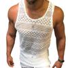 Maiyifu-GJ Men's Crewneck See Through Vest Summer Mesh Hollow Out Breathable Shirts Sleeveless Muscle Sexy Tank Tops (White,XX-Large) view 2