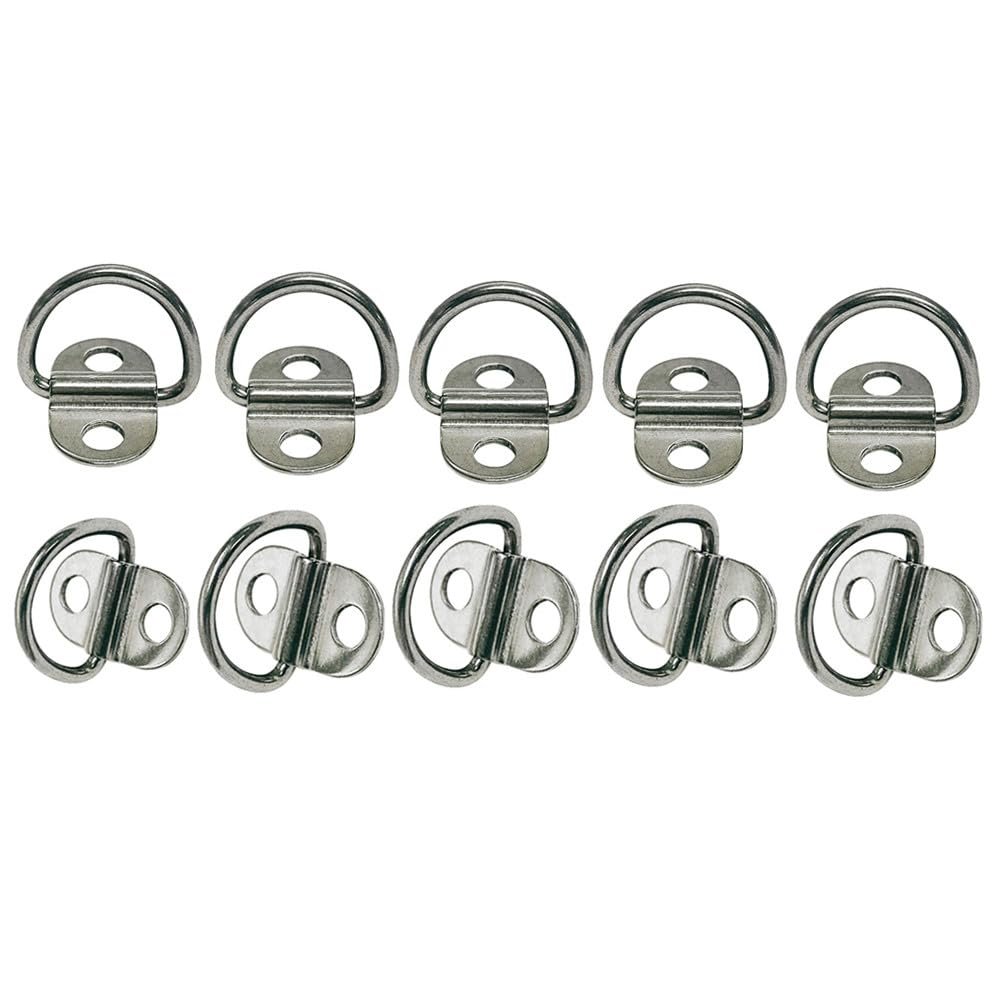 10 Pc Tie Down Anchor Deck Stainless Steel D Ring Anchor Folding Pad Eye 1/4"