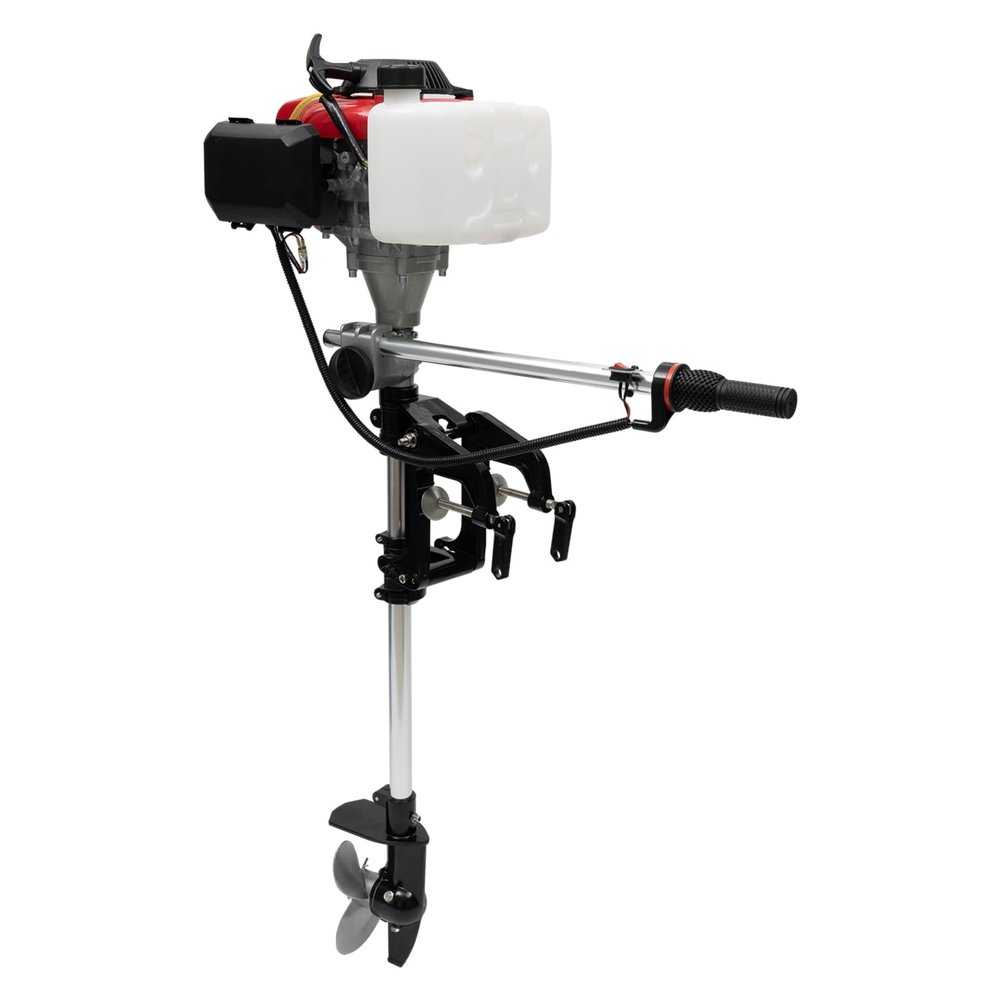 DYRABREST 4 Stroke Outboard Motor, 1.6KW 53.2CC Gas Powered Marine Engine with Air Cooling System, Stand for Boat, Kayak, Canoe, Sailboat