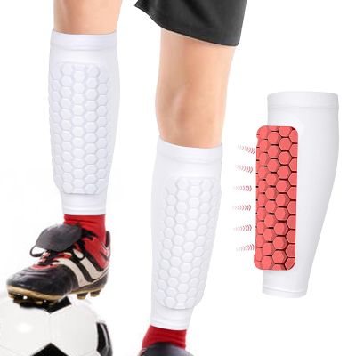 Linkidea Honeycomb Soccer Shin Guard for Adult, Lightweight Football Shin Pad Sleeve, Breathable and Easy to Put On Soccer Protective Leg Pads (1 Pair/White, L)