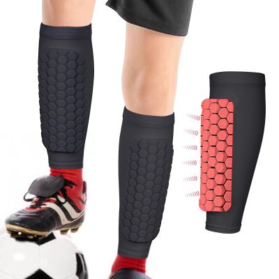 Linkidea Honeycomb Soccer Shin Guard for Youth Adult, Lightweight Football Shin Pad Sleeve, Breathable and Easy to Put On Soccer Protective Leg Pads (1 Pair/Black, M)