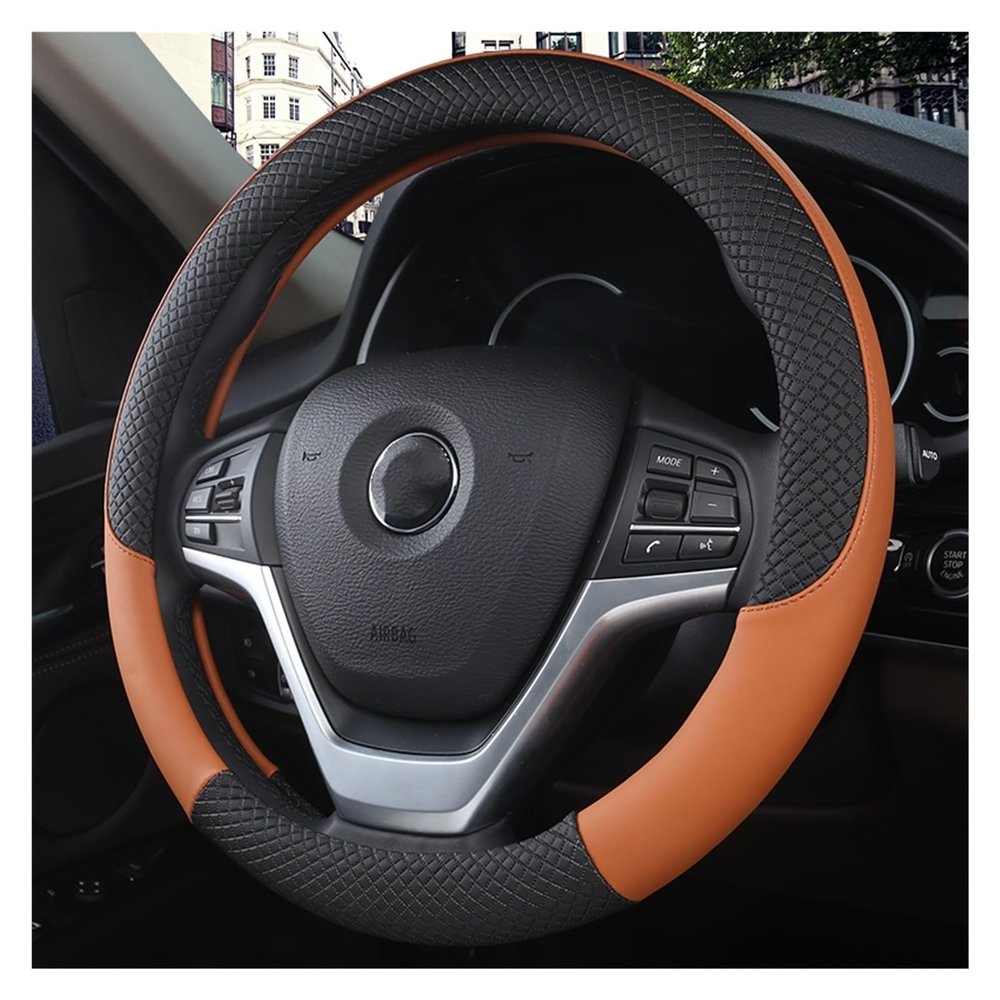 FUERU Car Steering Wheel Cover Set Car Steering Wheel Cover Breathable Leather Durable and Exquisite Car Interior (Color : 1#)