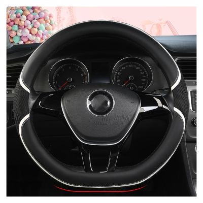 FUERU Car Steering Wheel Cover Set Car Steering Wheel Cover D Type Fiber Leather Ultra-Thin Fit Fashion Car Interior Accessories (Color : 3#)