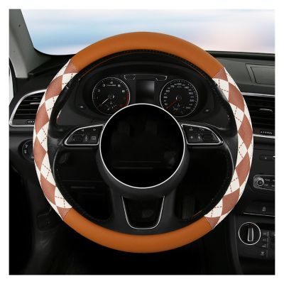 FUERU Car Steering Wheel Cover Set Universal Car Steering Wheel Cover Breathable Leather Ultra-Thin Fit Car Upholstery (Color : 4#)