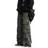 Y2k Cargo Pants for Men Women Grunge Vintage Baggy Jeans Straight Leg Goth Streetwear Pants Green view 1