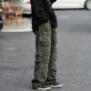 Y2k Cargo Pants for Men Women Grunge Vintage Baggy Jeans Straight Leg Goth Streetwear Pants Green view 3