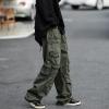 Y2k Cargo Pants for Men Women Grunge Vintage Baggy Jeans Straight Leg Goth Streetwear Pants Green view 4