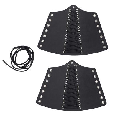 QANYEGN Pk Bracer, Gatlet Wristband, Armor Buckled Pk thic Faux Leather Costume Bracer, Medieval Leather Bracers