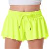 Girls Flowy Shorts Butterfly Shorts for Kids with Pocket 2-in-1 Athletic Shorts Running Shorts for Girls Youth Teen Active Workout Sports (Neon Green# Girls, Medium) view 1