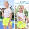 Girls Flowy Shorts Butterfly Shorts for Kids with Pocket 2-in-1 Athletic Shorts Running Shorts for Girls Youth Teen Active Workout Sports (Neon Green# Girls, Medium) view 4