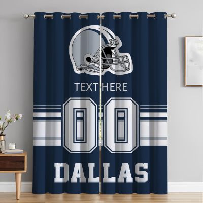 Cokpet Custom Dallas Curtains, Personalized Blackout Curtains 2 Panels for Bedroom, Customized Name and Number Window Drapes for Living Room Decor