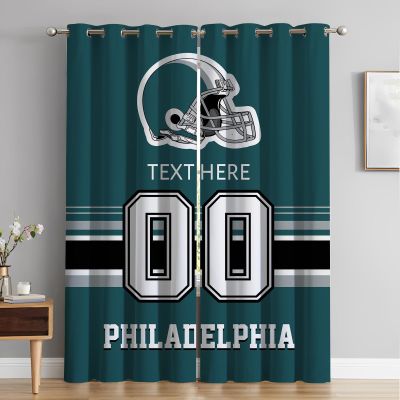 Cokpet Custom Philadelphia Curtains, Personalized Blackout Curtains 2 Panels for Bedroom, Customized Name and Number Window Drapes for Living Room Decor