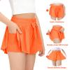 2 Packs Girls Flowy Shorts Butterfly Shorts for Kids with Pocket 2-in-1 Athletic Shorts Running Shorts for Girls Youth (Light Green + Orange, X-Large) view 3