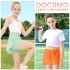 2 Packs Girls Flowy Shorts Butterfly Shorts for Kids with Pocket 2-in-1 Athletic Shorts Running Shorts for Girls Youth (Light Green + Orange, X-Large) view 4