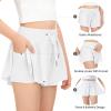 2 Packs Girls Flowy Shorts Butterfly Shorts for Kids with Pocket 2-in-1 Athletic Shorts Running Shorts for Girls Youth (Black + White, Large) view 3