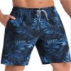 APTRO Men's Swim Trunks 9" Quick Dry Bathing Suit Big & Tall Beach Swimsuits T16 Palm-Blue 5X view 1