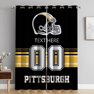 Cokpet Custom Pittsburgh Curtains, Personalized Blackout Curtains 2 Panels for Bedroom, Customized Name and Number Window Drapes for Living Room Decor