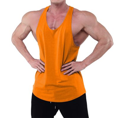 Maiyifu-GJ Men's Stringer Tank Top Gym Workout Bodybuilding Sleeveless Tee Summer Casual Athletic Sweatshirts (Orange,XX-Large)