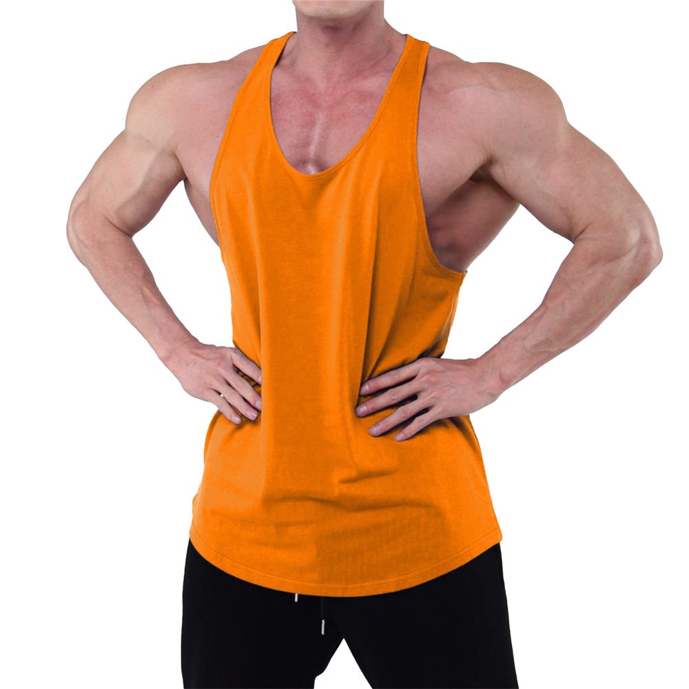 Maiyifu-GJ Men's Stringer Tank Top Gym Workout Bodybuilding Sleeveless Tee Summer Casual Athletic Sweatshirts (Orange,XX-Large)