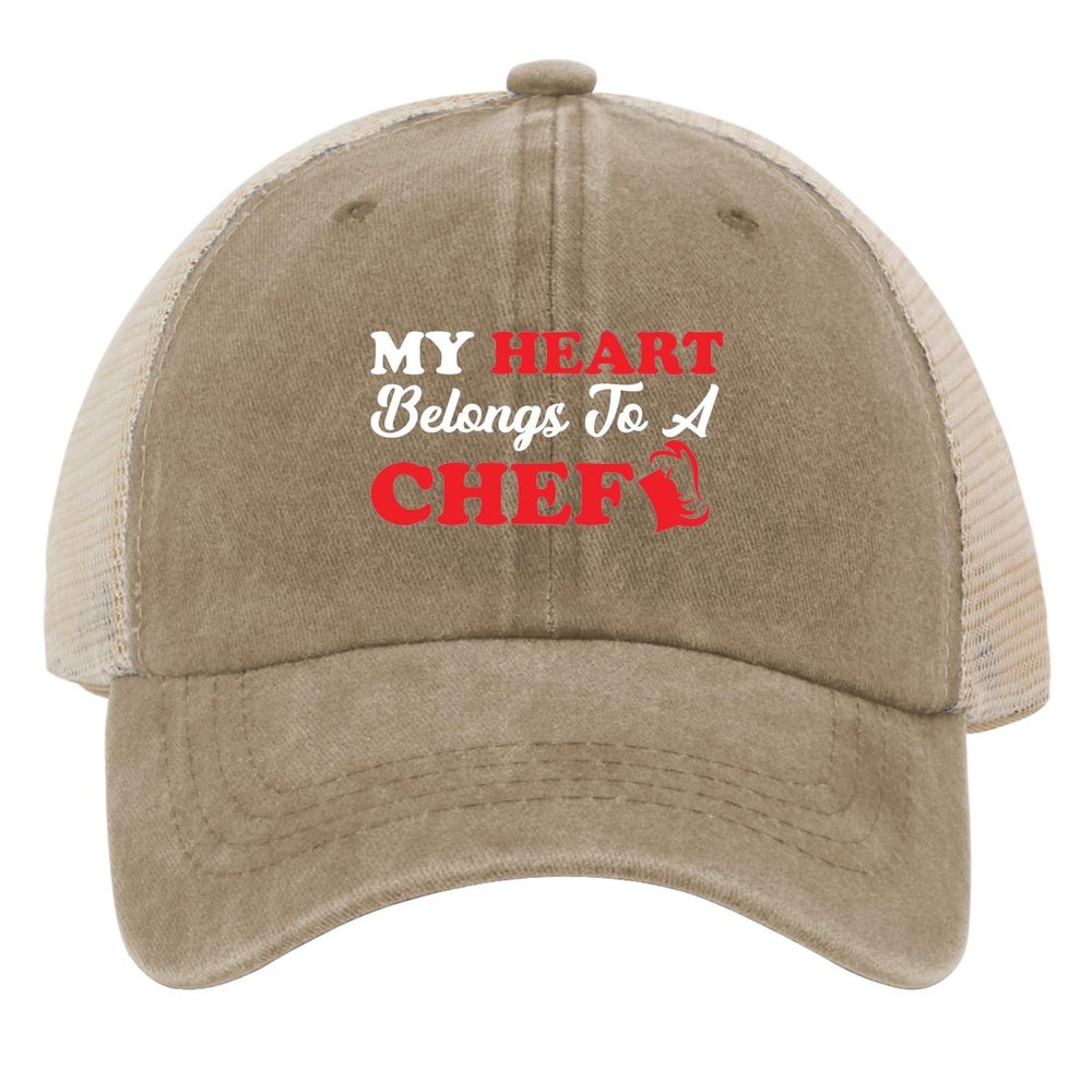 Cowboy hat Men hat My Heart Belongs to a Chefs Running hat Kawaii hat Gifts for Son Cycling Hats Suitable for Sports