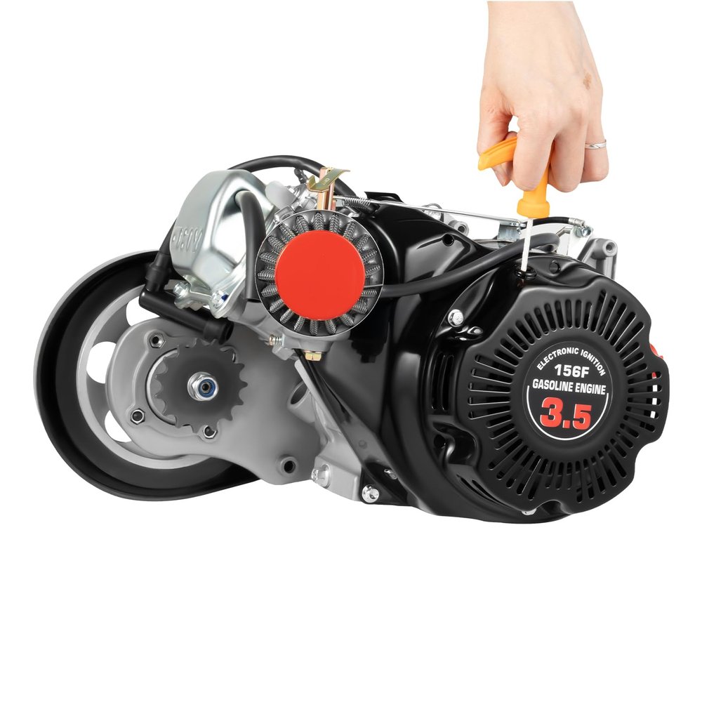 3HP 100CC Bike Engine Kit, 4-Stroke Motorized Bicycle Set Single Cylinder Gas Petrol Motorized Bicycle Scooter Belt 3600rpm