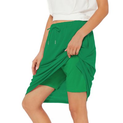 Zando Tennis Skorts for Women Casual Summer Skorts Skirts for Women Dressy Casual Rip Skirt Athletic Golf Skirt Womens Skirts Knee Length with Shorts with Pockets Light Green Large