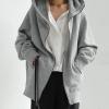 XUNRYAN Womens Hoodies Long Teen Girl Fall Fashion 2023 Jacket Oversized Sweatshirts Casual Clothes Zip Up Hoodie Pockets view 2