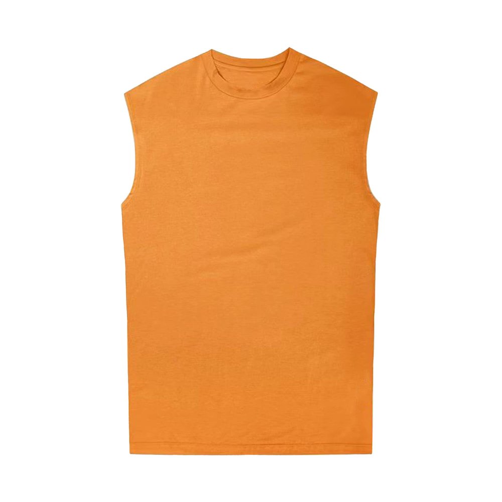 Maiyifu-GJ Men's Summer Round Neck Bodybuilding Vest Fitness Bodybuilding Sleeveless Tee Workout Gym Muscle Tank Tops (Orange,X-Large)