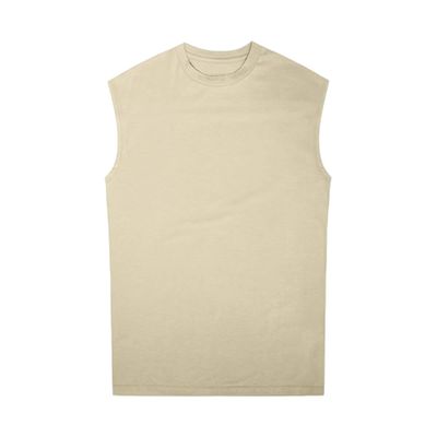 Maiyifu-GJ Men's Summer Round Neck Bodybuilding Vest Fitness Bodybuilding Sleeveless Tee Workout Gym Muscle Tank Tops (Apricot,XX-Large)