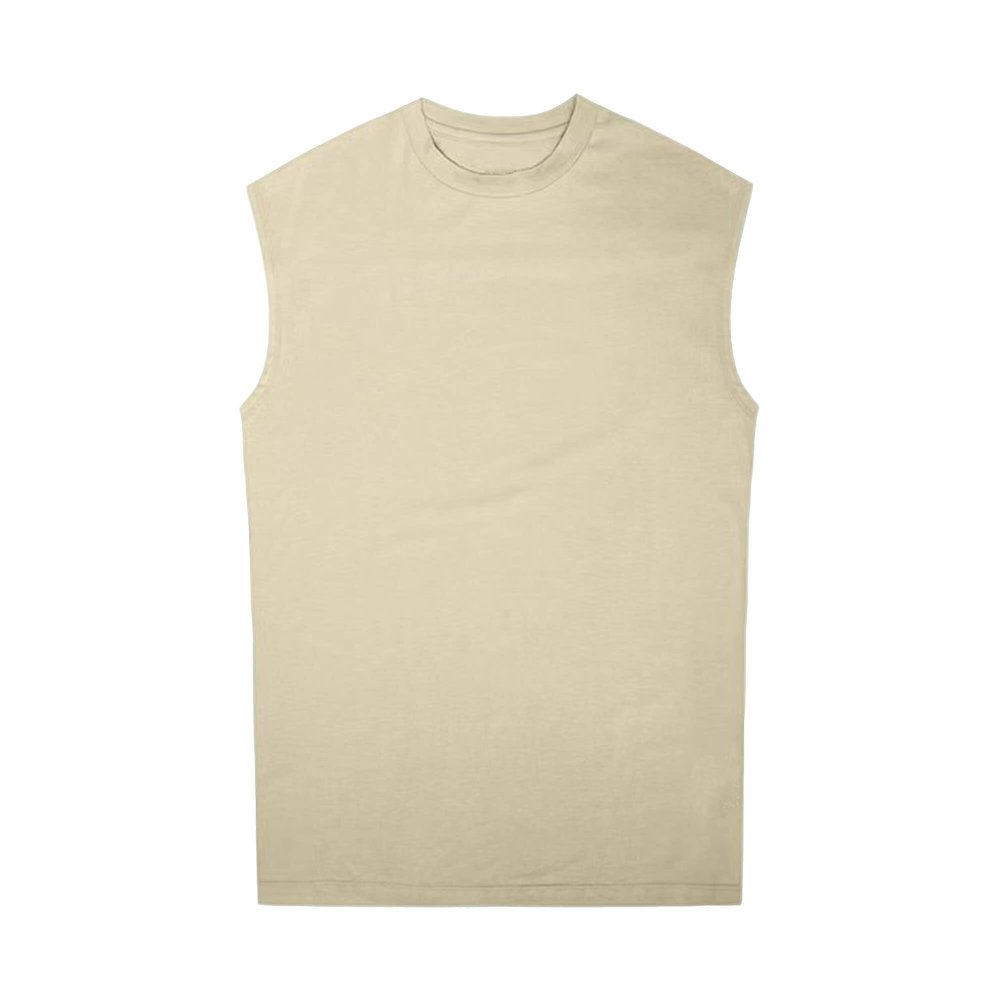 Maiyifu-GJ Men's Summer Round Neck Bodybuilding Vest Fitness Bodybuilding Sleeveless Tee Workout Gym Muscle Tank Tops (Apricot,XX-Large)