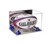 Better Display Cases Acrylic Rugby Ball Display Case with Mirror Case, Dark Blue Risers, Mirror Base 8" x 8" x 12" (A004/B41) view 1