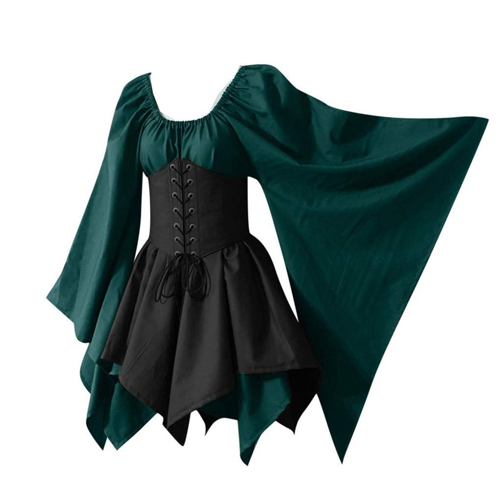Medieval Dress for Women with Corset Renaissance Costumes Flare Sleeve Victorian Dress Elf Fairy Cosplay Pirate Costume Traditional Irish Dress
