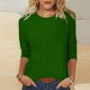 3/4 Length Sleeve Shirts for Women 2023 Casual Summer Blouses Crewneck Floral Printed Cute Tops Loose Fit Pullover view 2