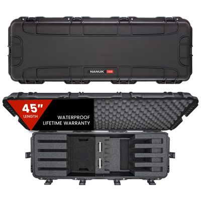 NANUK 988 Hard Case 45 with Wheels & Customizable Foam Insert, IP67 Waterproof & Crushproof, Rugged Construction for Ultimate Protection, Made in Canada Black (44.9 x 16.3 x 13.6) (4 UP Black)