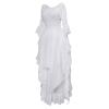 Victorian Women's Fairy Puff Sleeve High Low Ruffle Medieval Cute Off Shoulder Renaissance Regency Gothic Witch Costume Dress view 3