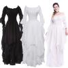 Victorian Women's Fairy Puff Sleeve High Low Ruffle Medieval Cute Off Shoulder Renaissance Regency Gothic Witch Costume Dress view 4