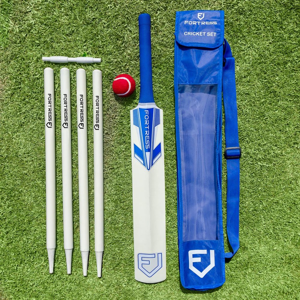 FORTRESS Wooden Cricket Set - Available in 3 Sizes | Kashmir Willow | Size 2, 5 & Full Size (Senior (Full Size))