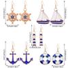 CWVHQ 5 Pairs Nautical Themed Jewelry Sailboat Earrings Sailor Earrings Unique navy Nautical Ship Wheel Anchor Statement Drop Stud Earrings for Women Fashion Jewelry (style-1) view 2