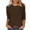 3/4 Length Sleeve Shirts for Women 2023 Casual Summer Blouses Crewneck Floral Printed Cute Tops Loose Fit Pullover view 1