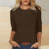 3/4 Length Sleeve Shirts for Women 2023 Casual Summer Blouses Crewneck Floral Printed Cute Tops Loose Fit Pullover view 2